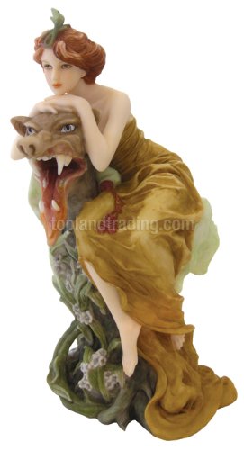 Art Nouveau Art Deco Sculpture - Alphonse Mucha Collection - Lady & Beast