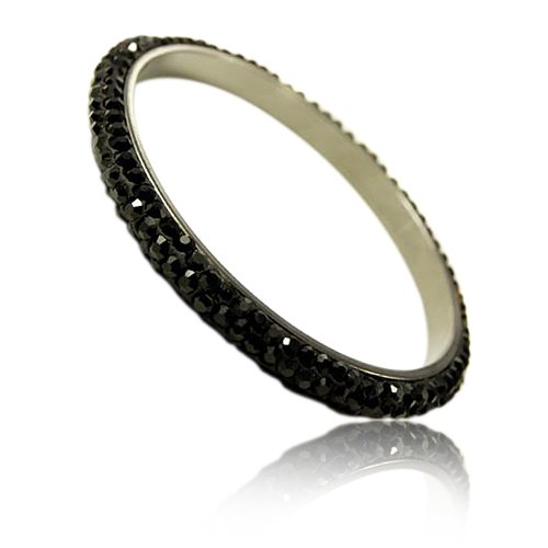 Black Rhinestone Clay Based Bangle Bracelet Fashion Jewelry