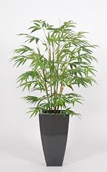 Artificial Green Bamboo Floor Plant in Zinc