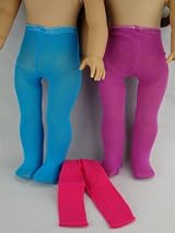 A Set of 3 Pairs of Pantyhose in Purple, Pink & Blue Made to Fit the 18 Inch Doll American Girl Series