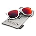zeroUV - Hipster Fashion Flash Color Mirror Lens Horn Rimmed Style Sunglasses (White Series | Fire)