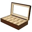 10 Watch Box Burlwood Matte Finish XXL Extra Large Compartments High Clearance Window