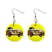 New Hippie Bus Retro Dangle Button Earrings Jewelry 13894467