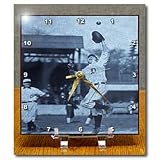 Vintage Detroit Tigers Making the Catch Black and Selenium - 6x6 Desk Clock