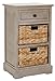 SAFAVIEH Home Collection Carrie Vintage Grey / Natural Wicker 3-Drawer Storage Nightstand Side Table (Fully Assembled)