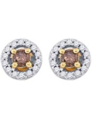 Real Diamond Earrings 0.72CTW-DIA MICRO-PAVE EARRINGS Yellow-gold 10K