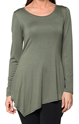 Free to Live Long Asymmetrical Handkerchief Hem Fitted Tunic