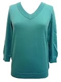 Anne Klein Sport Double V Pullover Sweater - Surf Spray - Small