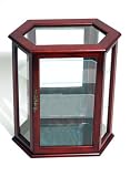 Click for more about Cherry Hexagonal Curio / Glass Door Display Cabinet - WATSONS.