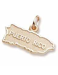 Jewelry: 10k Yellow Gold Puerto Rico Map Charm, Charms for Bracelets and Necklaces - Rembrandt Charms