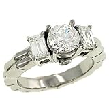 Emerald Cut Diamond Ring w/ Accents .73cttw (CZ ctr)