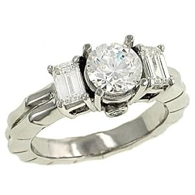 Emerald Cut Diamond Ring w/ Accents .73cttw (CZ ctr)