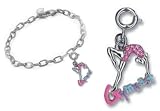 CHARM IT!��� Gymnast Charm with Pink Crystals and Silver Linked Bracelet Set (388)
