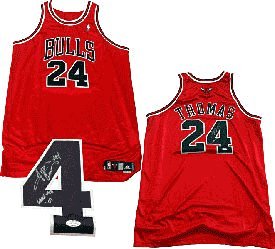Tyrus Thomas Autographed / Signed Game Used 2007 Chicago Bulls Red Authentic Jersey