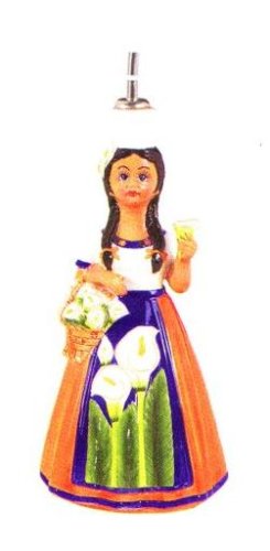 MEXICAN INDIAN LADY Oil / Vinegar Ceramic Cork Bottle *NEW*!