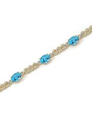 14kt Yellow Gold Oval Blue Topaz and Diamond Bracelet
