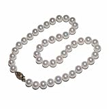 14k Yellow Gold White Freshwater Cultured Pearl AA Grade 8.5-9mm Necklace, 16