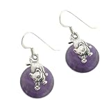 Sterling Silver Kittens on Amehyst Gemstone Kitty Cat Earrings
