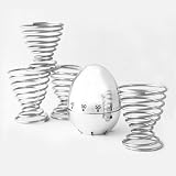 60 Minute Kitchen Egg Timer & 4 Unique Steel Spiral Egg Cups