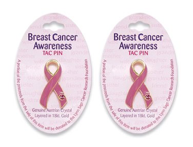 36pc Pink Ribbon Enamel & Crystal Pins Breast Cancer Awareness