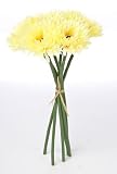 41Ft4qe%2BB7L. SL160  Package of 3  Soft Yellow Silk Imitation Chrysanthemum Bouquets, 18 Total Blooms (6 Blooms Per Bunch) for Weddings, Centerpieces and More
