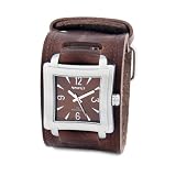 Nemesis Men's KBIN025B Square Shape Brown with Stripes Leather Cuff Quartz Watch