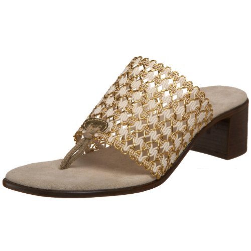 Vivanz Woman's Hayden Thong Sandal,Gold Italy,8 M