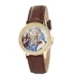The P.S. Collection by Arjang and Co. Women's HY-1022G-DB "Madonna and Child with Young John The Baptist" Yellow Gold Colored Stainless Steel Mother Of Pearl Dial Brown Leather Strap Watch