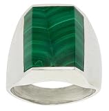 Gent's Sterling Silver Rectangular Malachite Ring