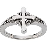 14K White Gold Cross Ring