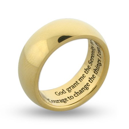 Eve's Addiction 18K Gold Plated Stainless Steel Serenity Prayer Ring