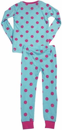 Petit Lem - Little Girls's Long Sleeve Polka Dot Dog Pajamas, Aqua, Fuchsia 30296-2