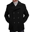 BGSD Men's Wool Blend Pea Coat in Black or Charcoal