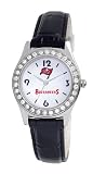 NFL Women's BU20017 Tampa Bay Buccaneers "Game Day Dazzler" Black Leather Watch