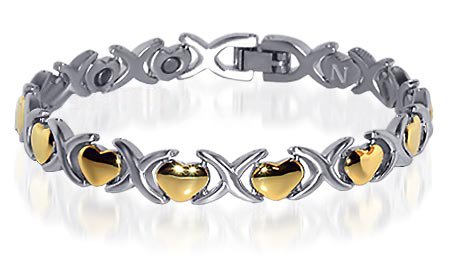Stainless Steel Magnetic Heart Ladies Bracelet 7.75 “