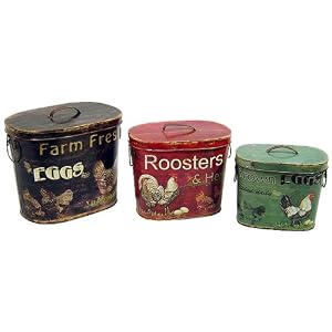 Decorative Rooster and Chicken Oval Box Set
