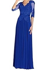 V-neck Chiffon/Tulle Applique Lace 2016 Elbow Length Sleeves Mother-of-the-Bride Dress 