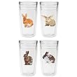 Rabbits 12 oz Slimline Insulated Beverage Tumblers Set, Clear (4 designs)