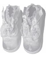 Lauren Madison Baby girl Christening Baptism Satin Shoes Cross