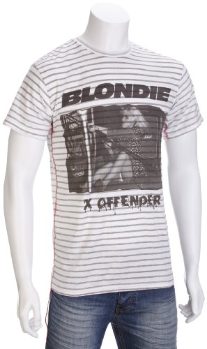 House of Gods Mens Blondie Offender Crew Neck Stripe T-Shirt White BK20 BLF25 A WHI 02 Small