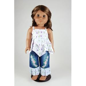 Flowers and Denim for 18 Inch Dolls Including the American Girl Line by