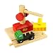 Wooden Train Railway System - Magnetic Crane & Freight Wagon (Compatible with leading wooden rail systems) - Wooden Toy