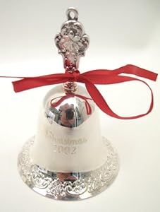 #!Cheap Towle Silverplate Christmas Bell Ornament Annual 2002
