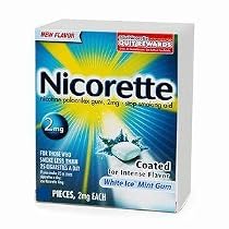 Nicorette Nicotine Polacrilex Gum, 2 mg, White Ice, 100-Count Box