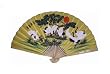 Oriental Feng Shui Wall Fan 35" Japanese Golden Cranes