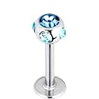 16 Gauge Aqua Five-Gem Labret Monroe Tragus- 5/16"