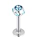 16 Gauge Aqua Five-Gem Labret Monroe Tragus- 5/16"