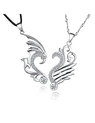 Moon Wings Sterling Silver Dragon Wing Pendant Pair Set w/ 16 Sterling Chains