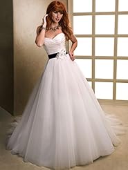  Organza Sweetheart  Ball Gown  Dress with a Chapel Train 