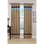 Jacaranda Collection Blue, Camel & Chocolate Micro Suede Curtains Set of 2 Striped Window Panel Treatments